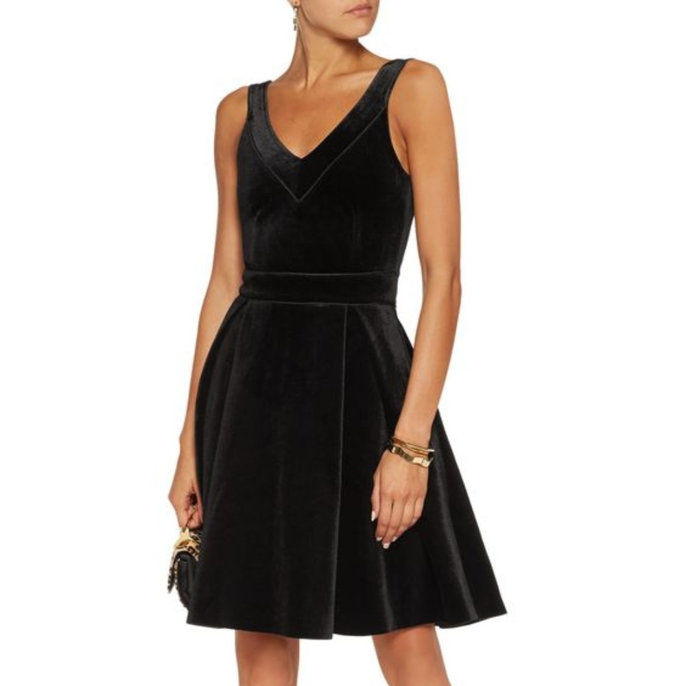 Maje Black Velvet Pleated Dress | Size 10